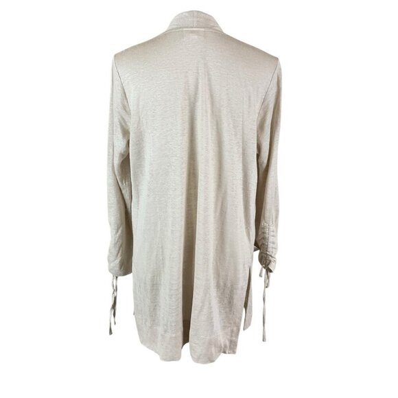 J Jill Linen Blend Beige Open Cardigan Lightweight Relaxed Drape Small Petite - Picture 2 of 4